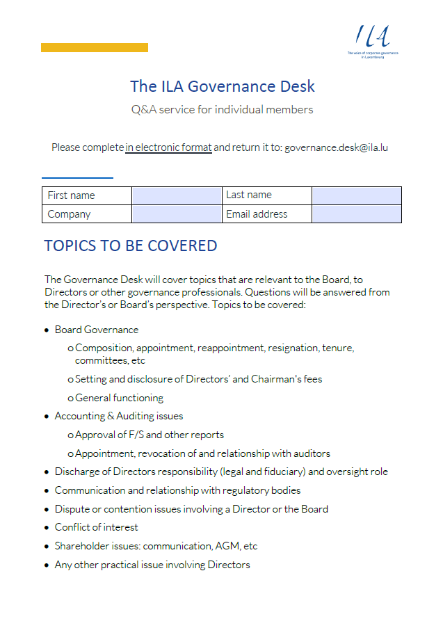 The ILA Governance Desk - Form